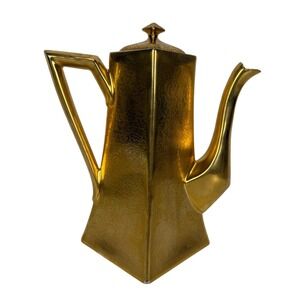 Vintage Pickard Porcelain Gold‎ Geometric Teapot Art Deco Mid Century Modern